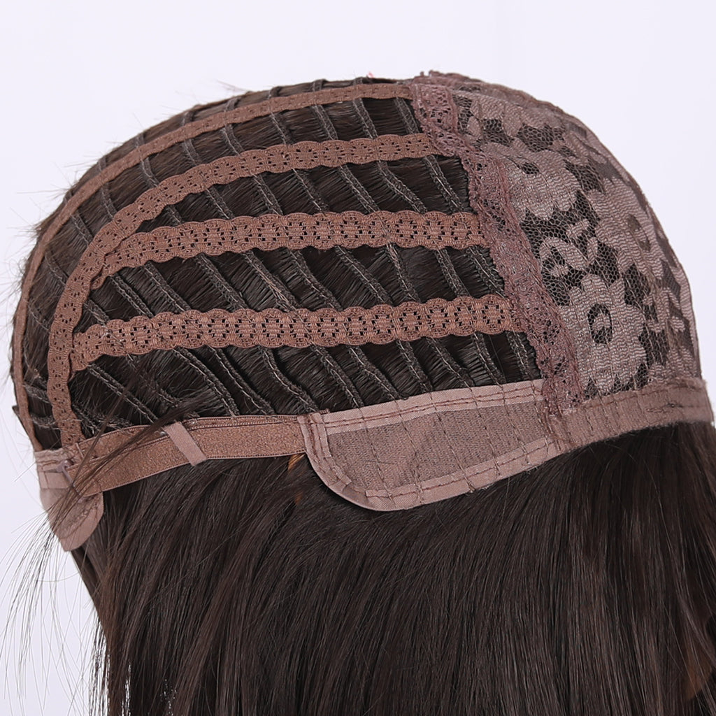 Peluca corta estilo bob, 12 pulgadas (30 cm), color marrón, con flequillo y liso