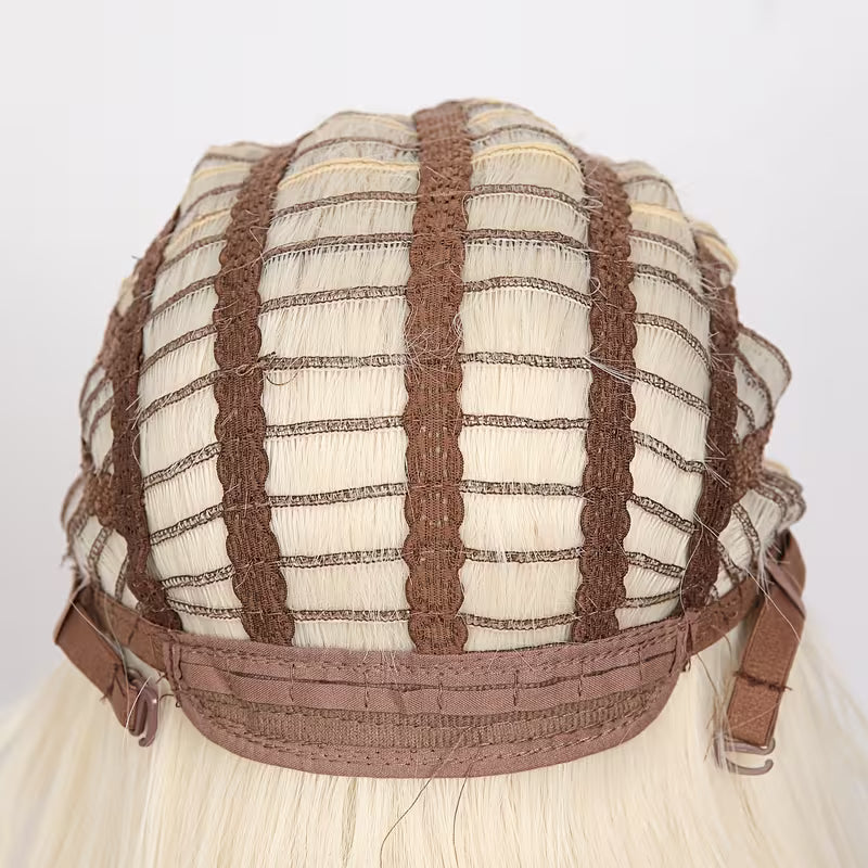 Peluca rosa degradado de 65 cm con flequillo y ondulado largo